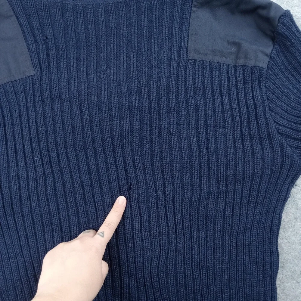 Brigade Quartermasters Sweater Mens‎ Large Blue Wool V Neck Commando England